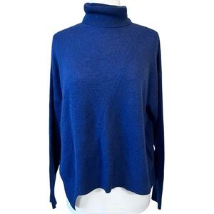 360 CASHMERE CHRISTINE SWEATER 100% Soft Cashmere Turtleneck Navy Blue